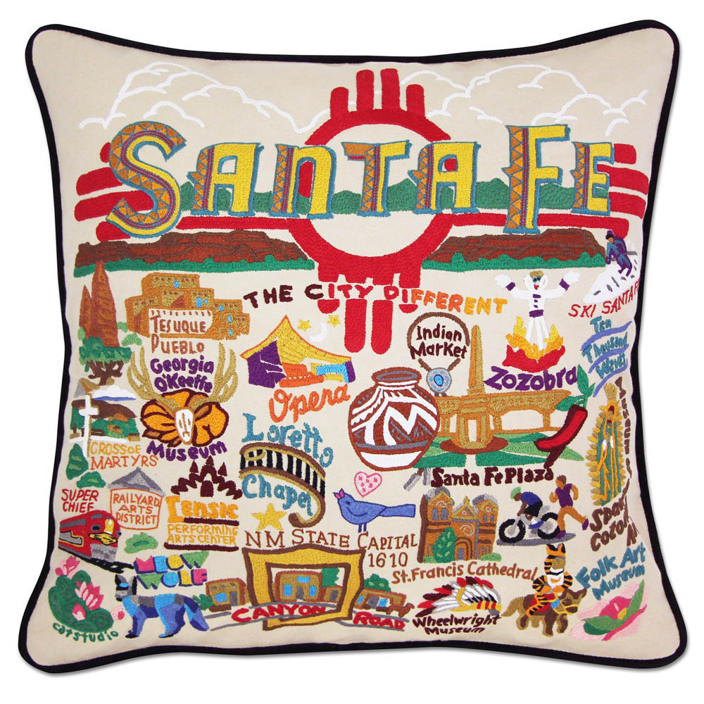Santa Fe Hand-Embroidered Pillow by CatStudio