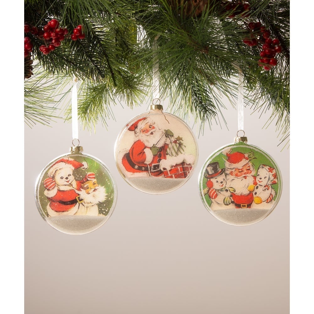 Santa with Snowmen Disk Ornament by Bethany Lowe