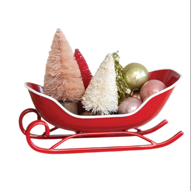 santa Sleigh display Red & White by Creative Co-Op