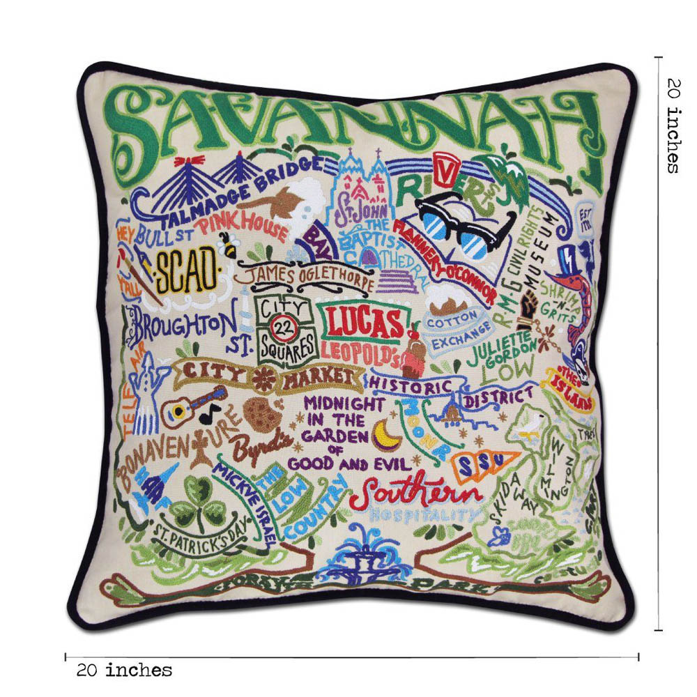 Savannah Hand-Embroidered Pillow by CatStudio