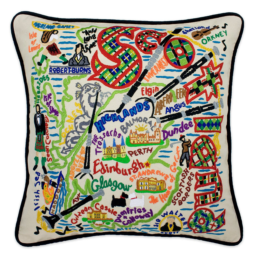 Scotland Hand-Embroidered Pillow