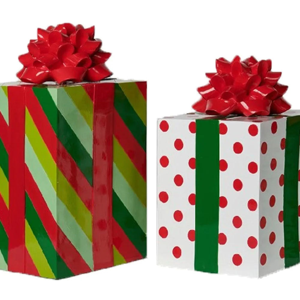 Set of 2 Gift Bozes w/Bows Decor by December Diamonds