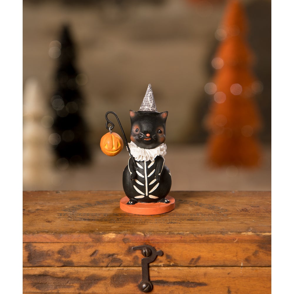 Skeleton Cat with Lantern by Bethany Lowe image