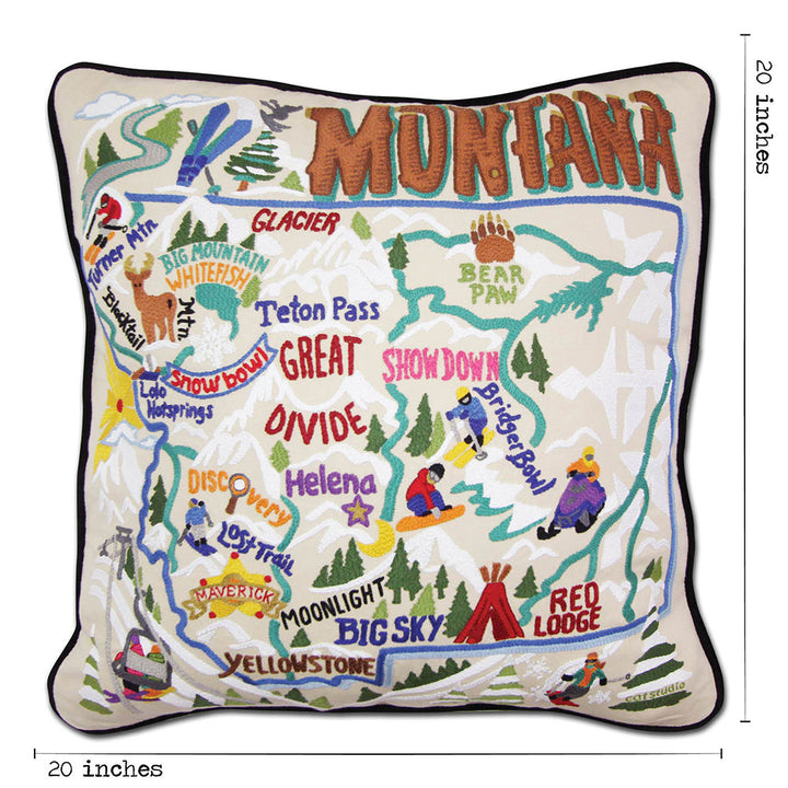 Ski Montana Hand-Embroidered Pillow