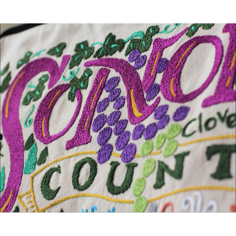 Sonoma County Hand-Embroidered Pillow by CatStudio