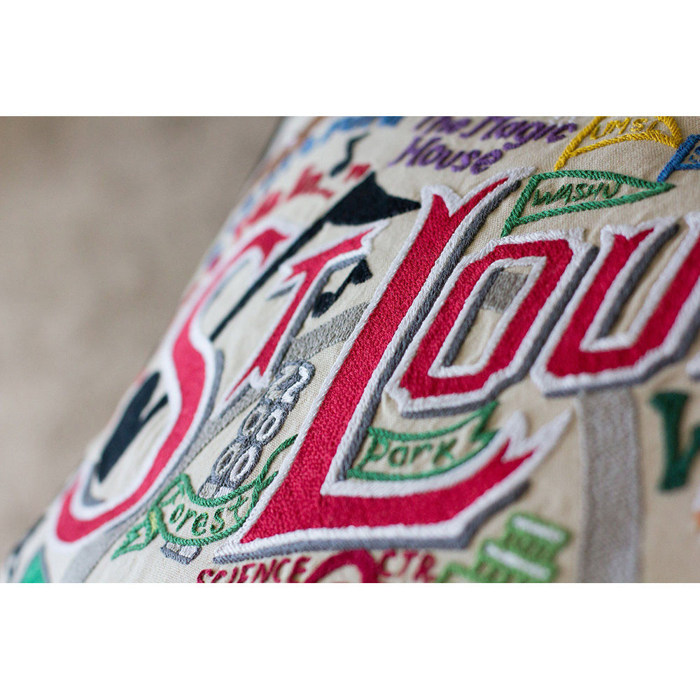 St. Louis Hand-Embroidered Pillow by CatStudio