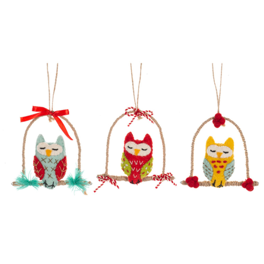 Stitched Cottage Owl Ornaments (6 pc. ppk.) by Ganz image