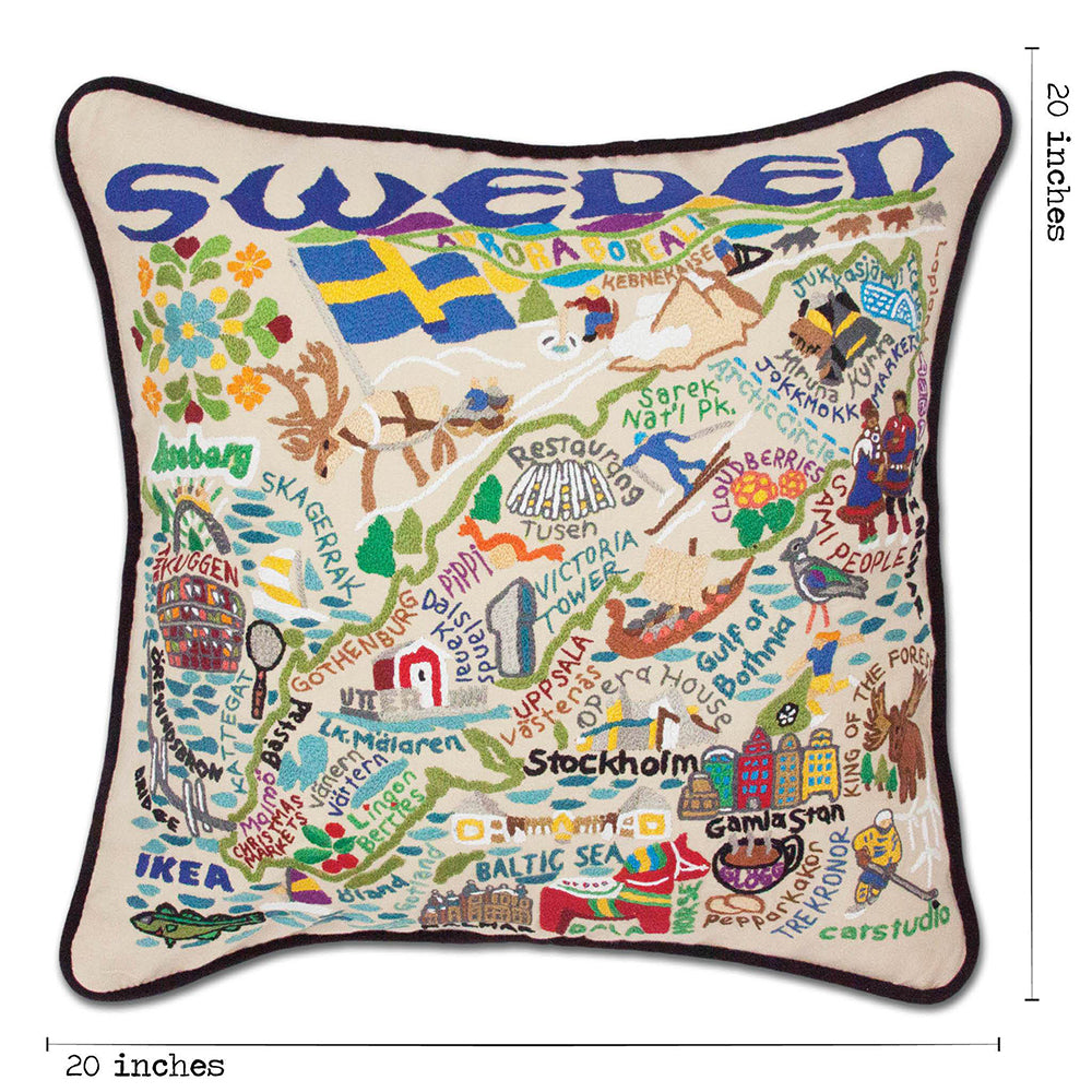 Sweden Hand-Embroidered Pillow