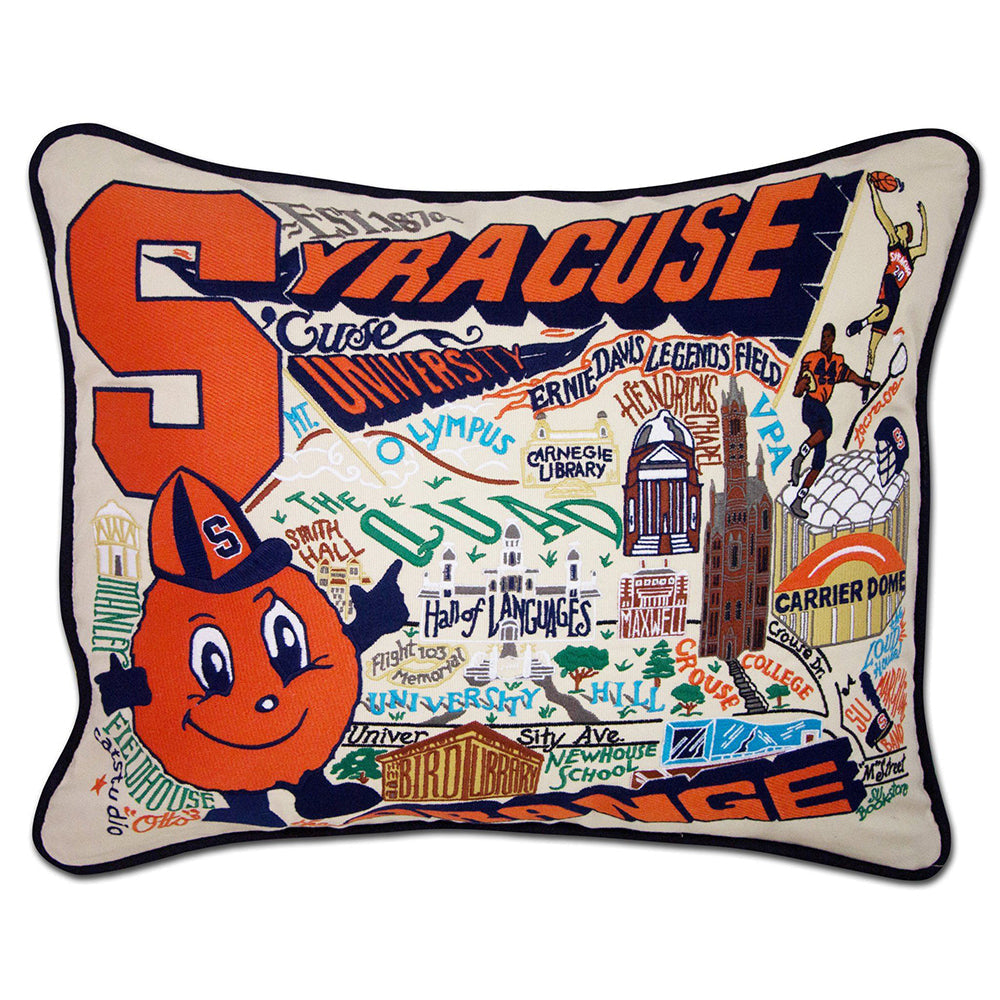 Syracuse University Collegiate Hand-Embroidered Pillow
