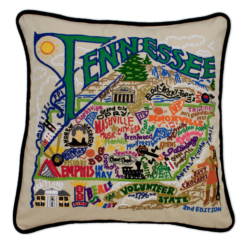 Tennessee Hand-Embroidered Pillow