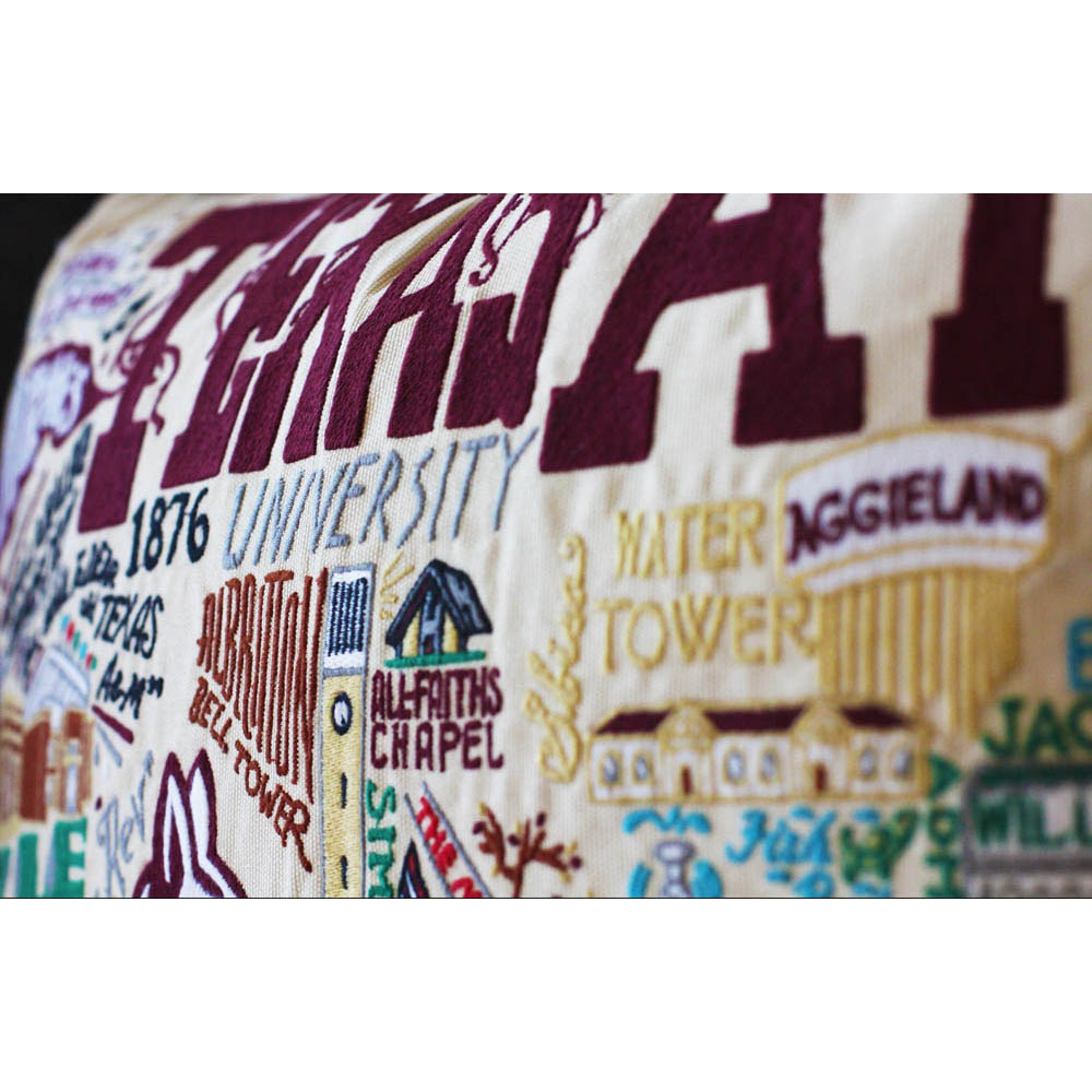 Texas A&M University Collegiate Embroidered Pillow by CatStudio
