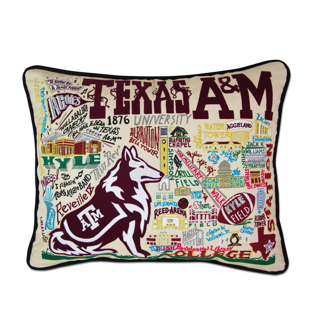Texas A&M University Collegiate Embroidered Pillow by CatStudio