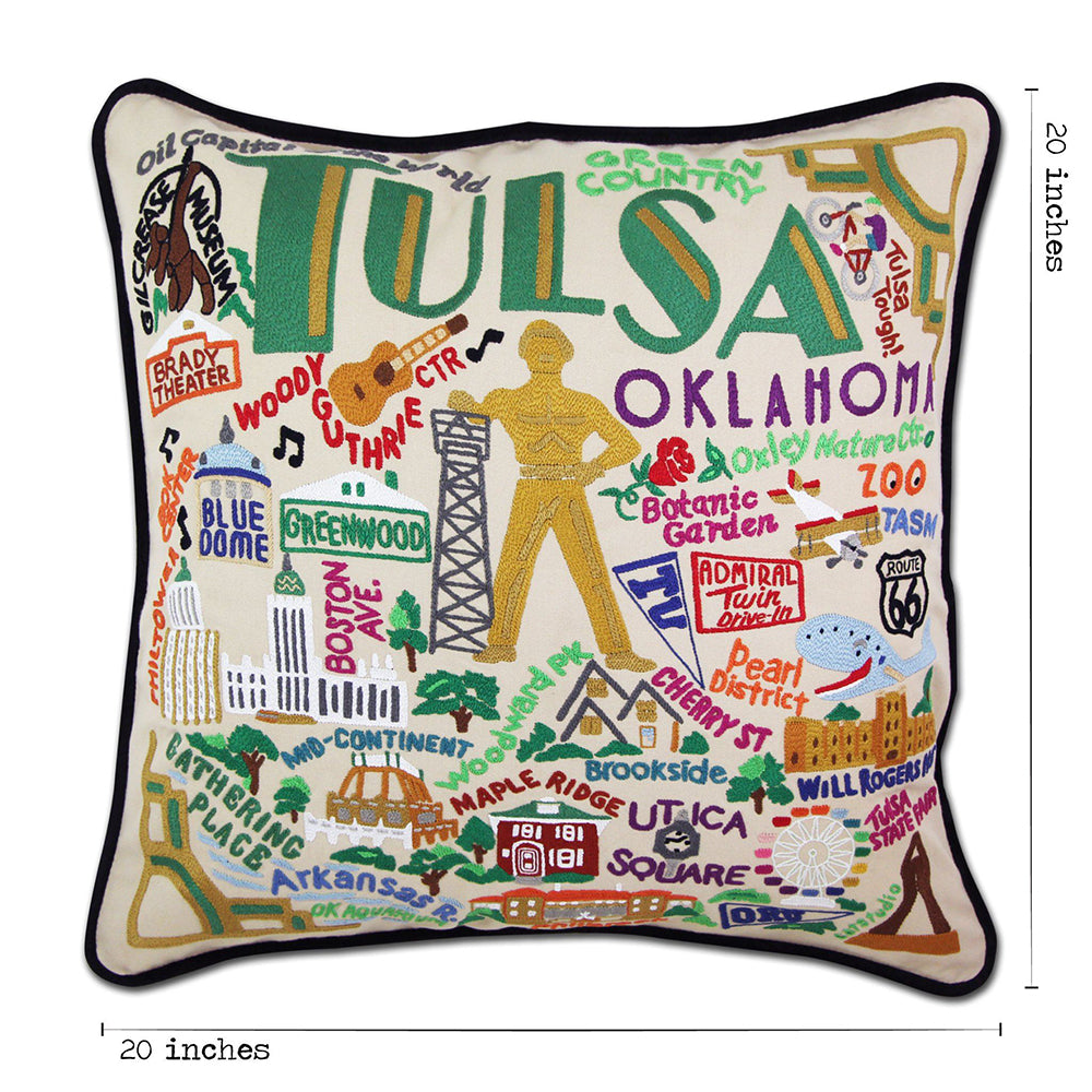 Tulsa Hand-Embroidered Pillow