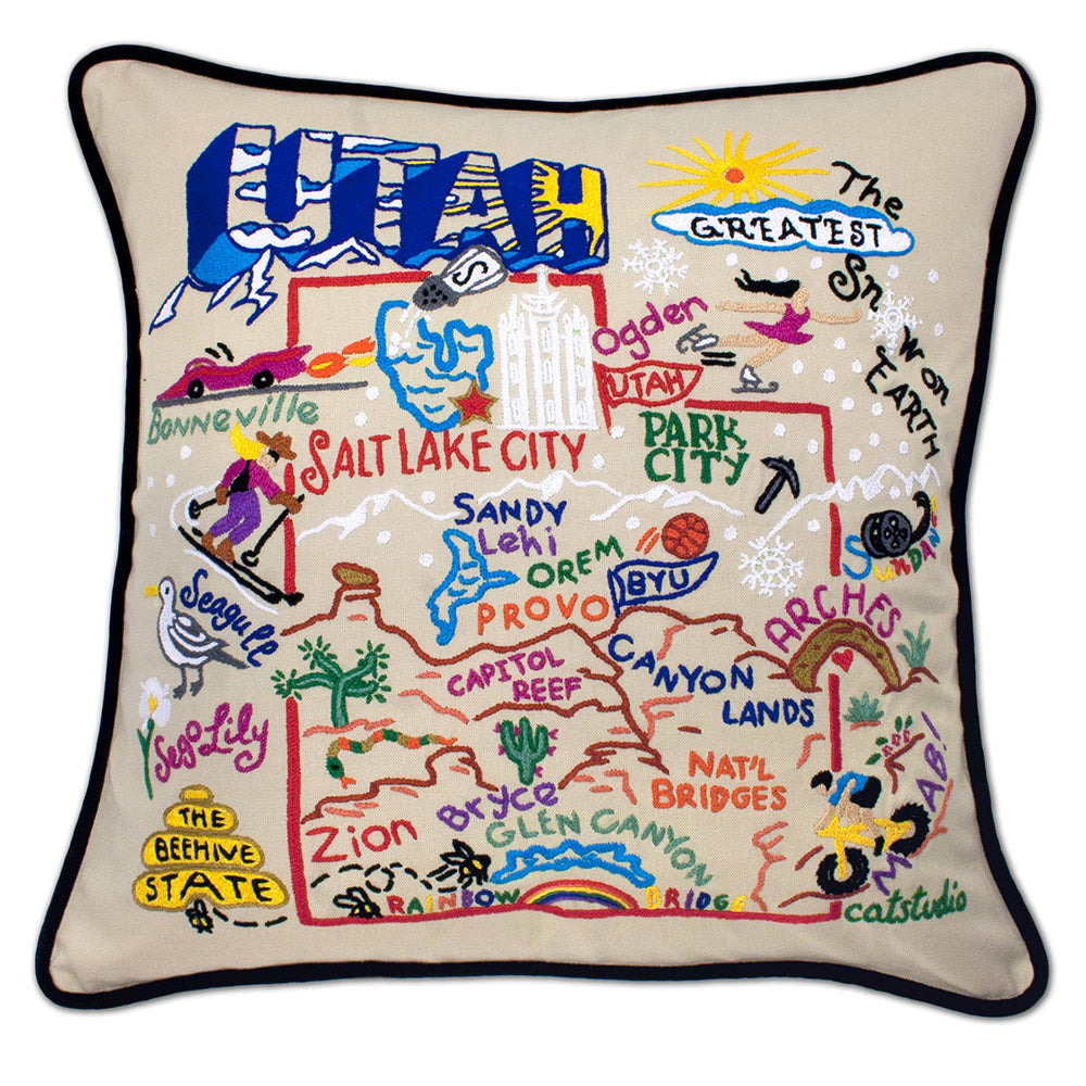 Utah Hand-Embroidered Pillow