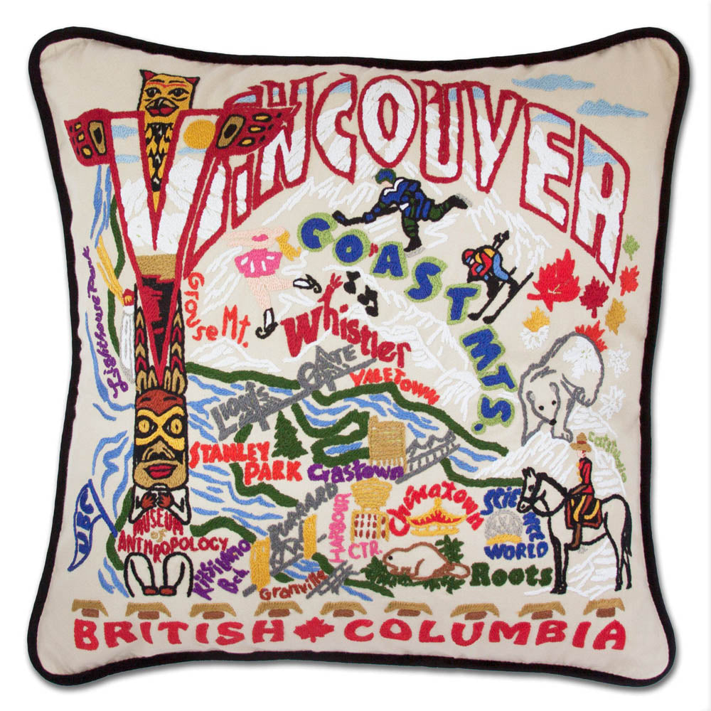 Vancouver Hand-Embroidered Pillow by CatStudio