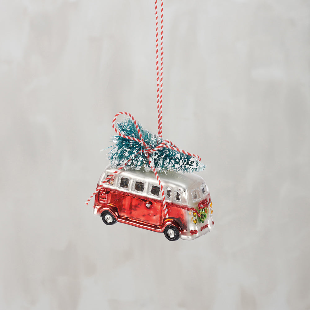 Vintage Bus Glass Ornament By Primitives by Kathy