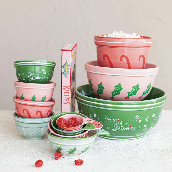 1/4, 1/2, 1, 1-1/2 Cup Stoneware Measuring Cups, Set of 4 © by Creative Co-Op