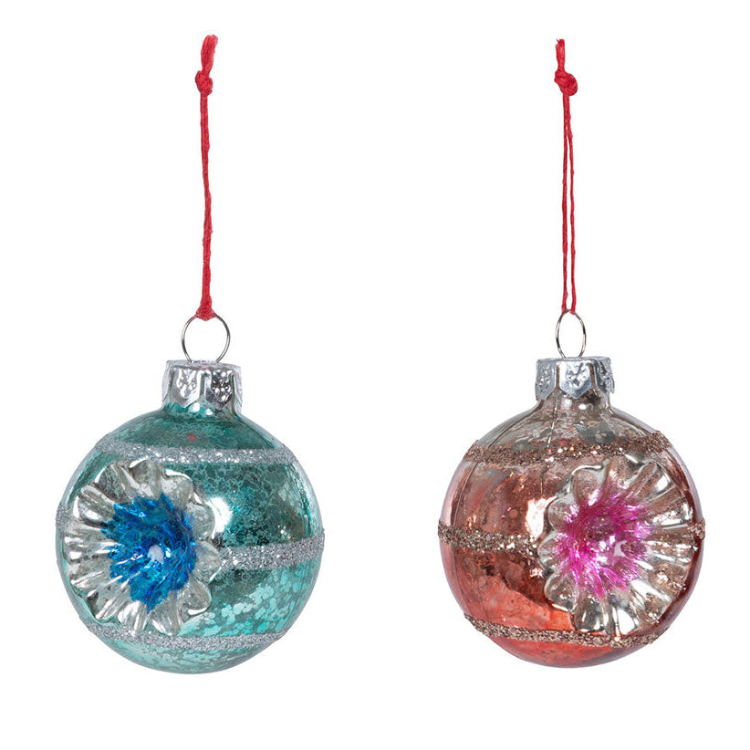 Vintage Reflector Ball Ornaments Pink & Blue Set of 2 – Quirks!
