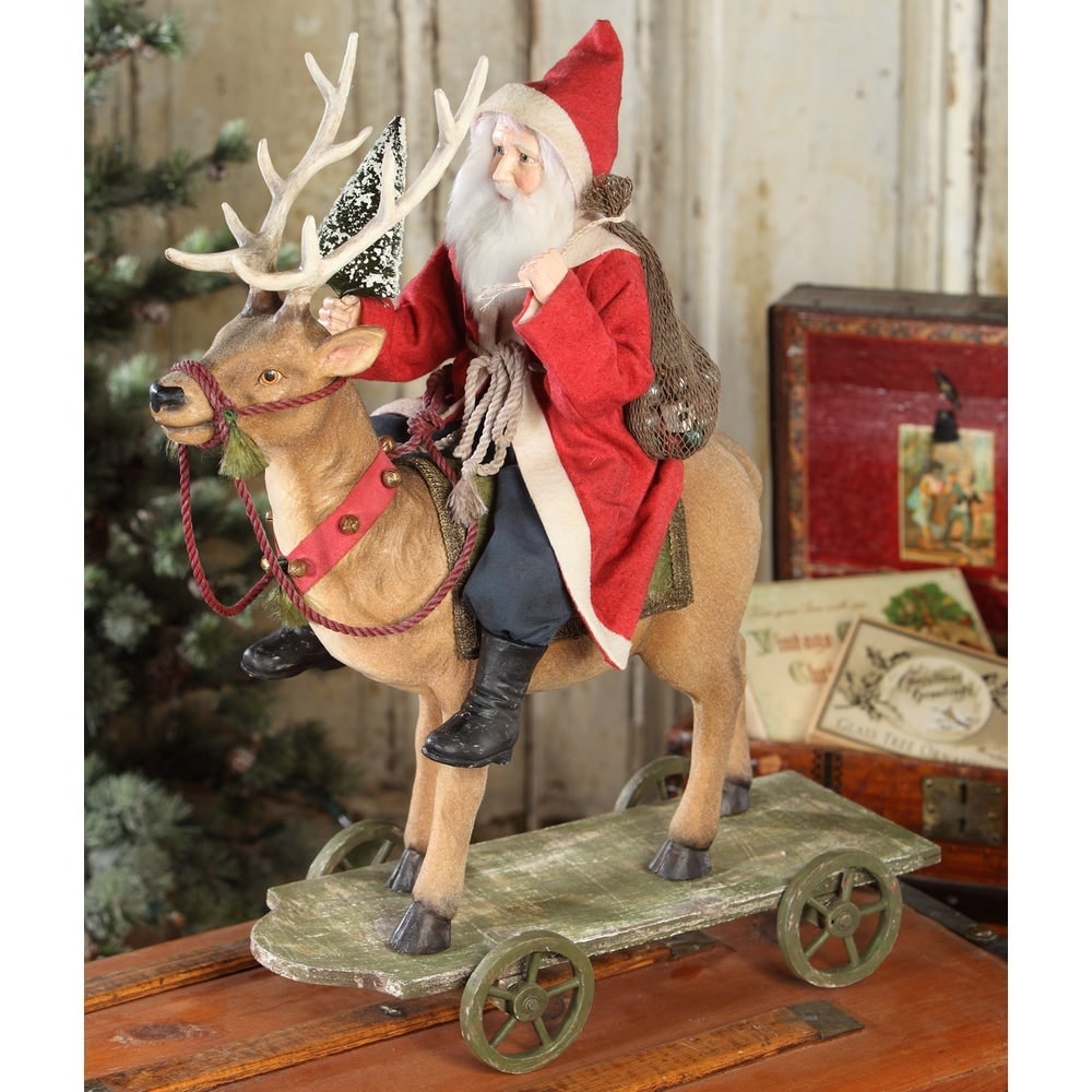 Vintage Santa Riding Reindeer by Bethany Lowe