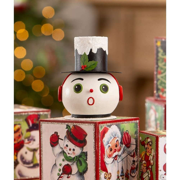 Vintage Surprised Snowman Container by Bethany Lowe