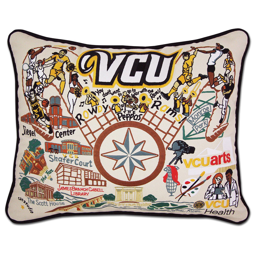 Virginia Commonwealth University (VCU) Collegiate Embroidered Pillow by Cat Studio