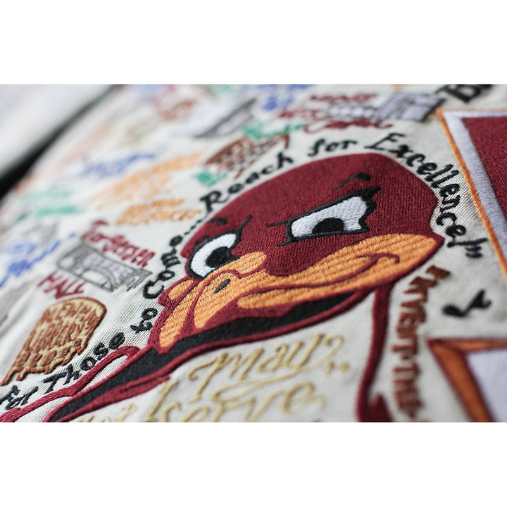 Virginia Tech Collegiate Hand-Embroidered Pillow