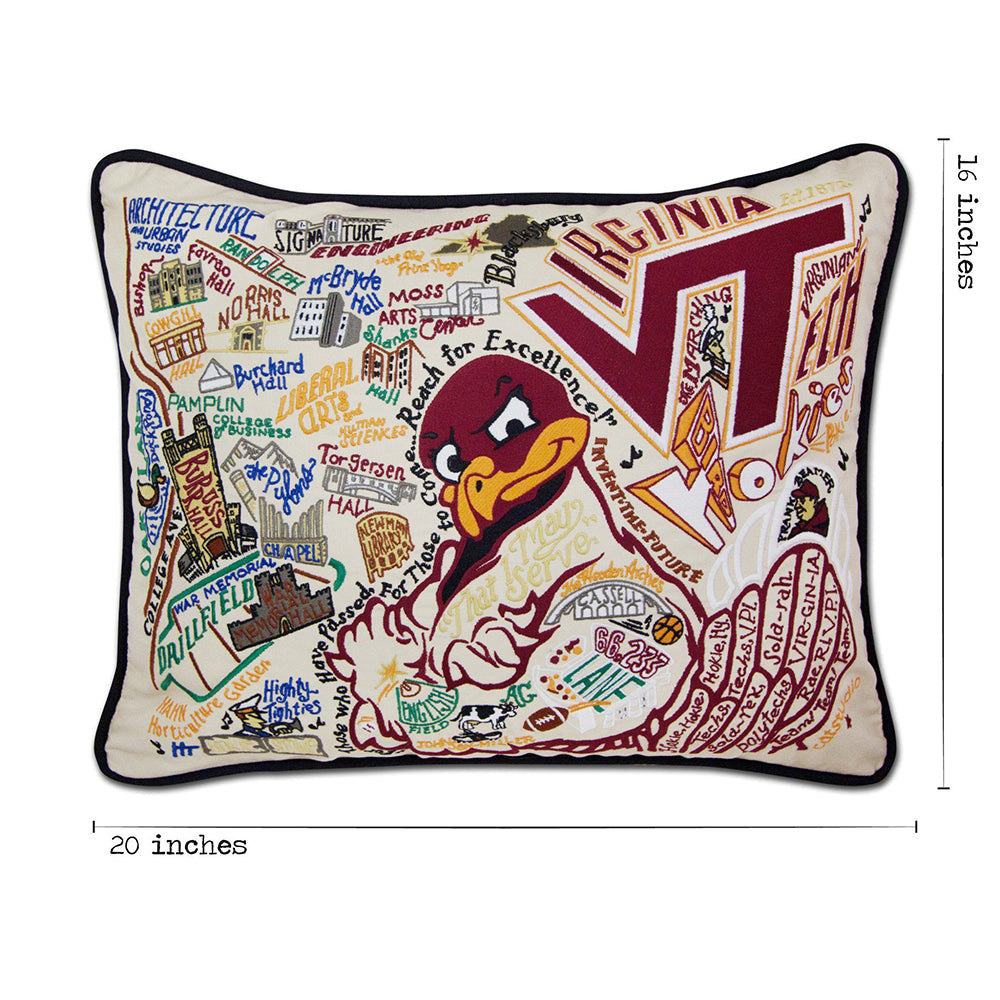 Virginia Tech Collegiate Hand-Embroidered Pillow