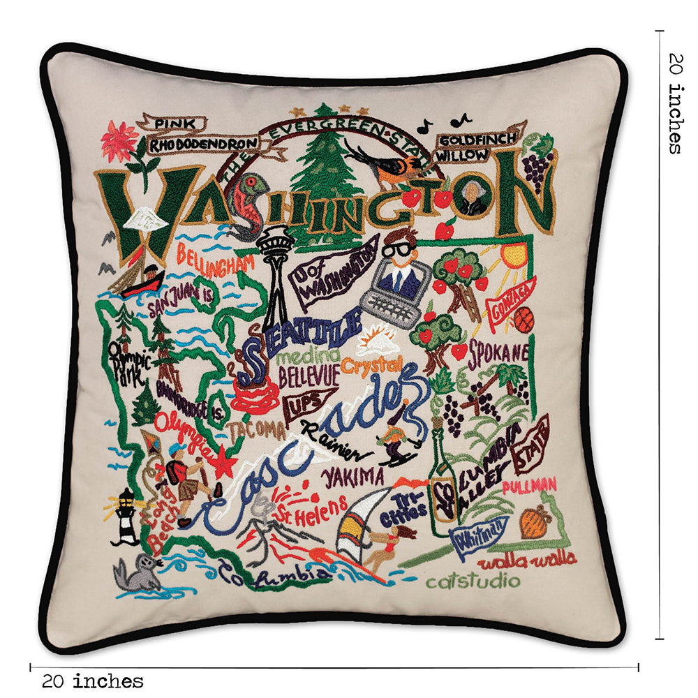 Washington Hand-Embroidered Pillow