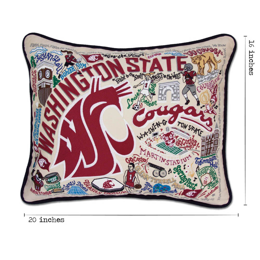 Washington State University Collegiate Embroidered Pillow by CatStudio