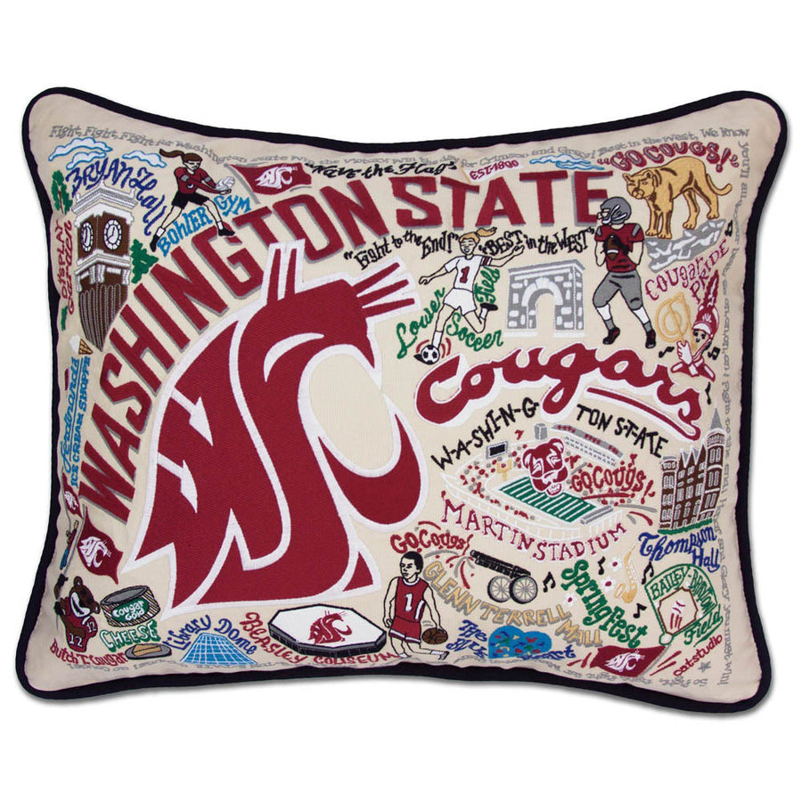 Washington State University Collegiate Embroidered Pillow by CatStudio