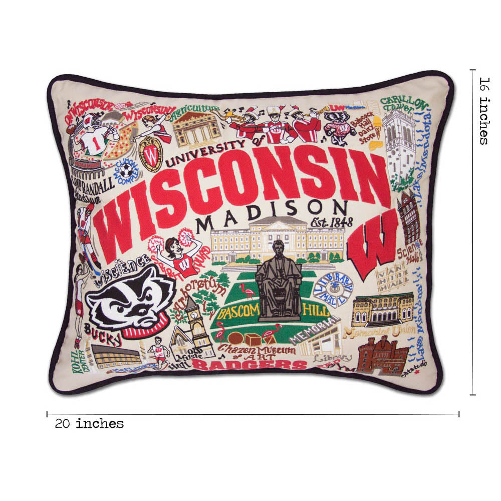 Wisconsin, University of Collegiate Embroidered Pillow by CatStudio