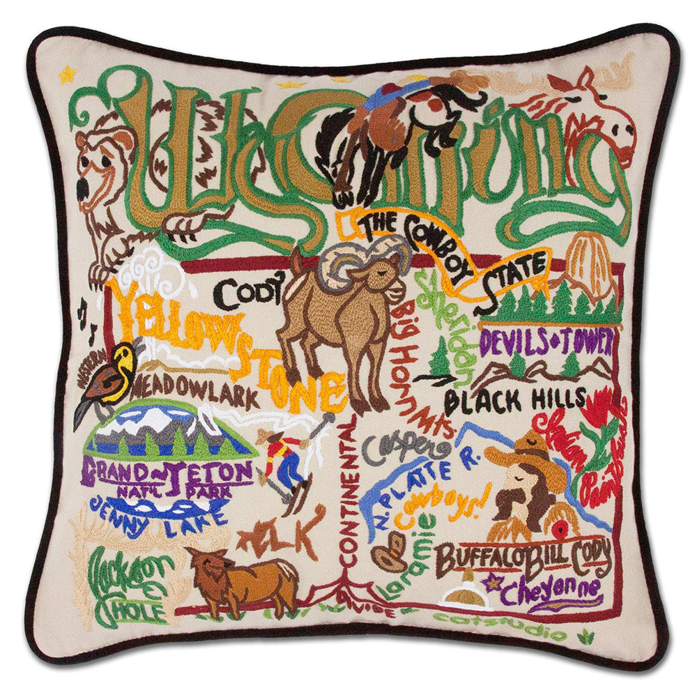 Wyoming Hand-Embroidered Pillow